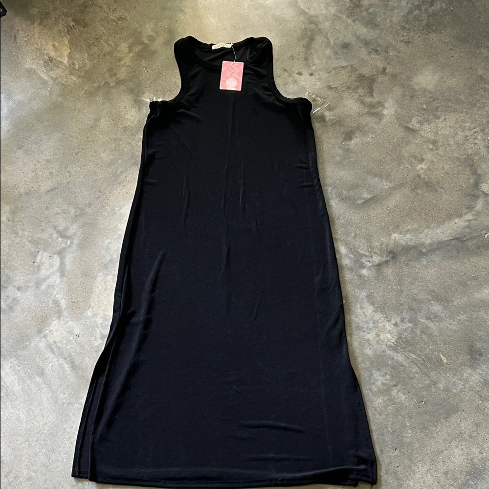 Hearth & Hips Black silky see thru Sleeveless Maxi Dress